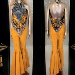 NWT Retro Mustard Extreme Flare Leg Pants Sz L